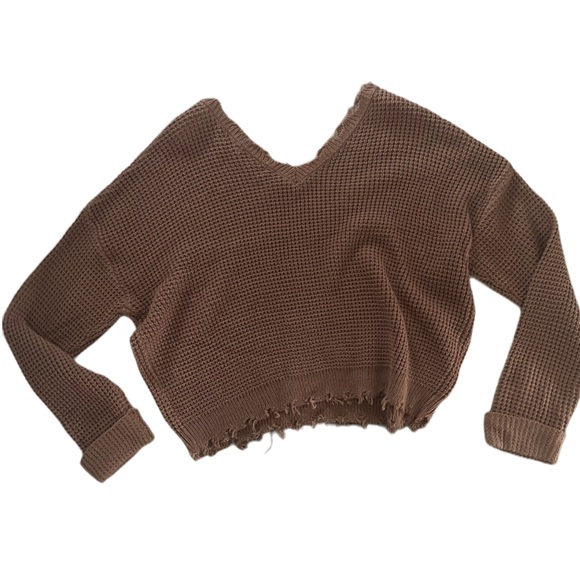 Moon & Madison Cropped sweater raw hem & neck dusty pink size M - Picture 3 of 4